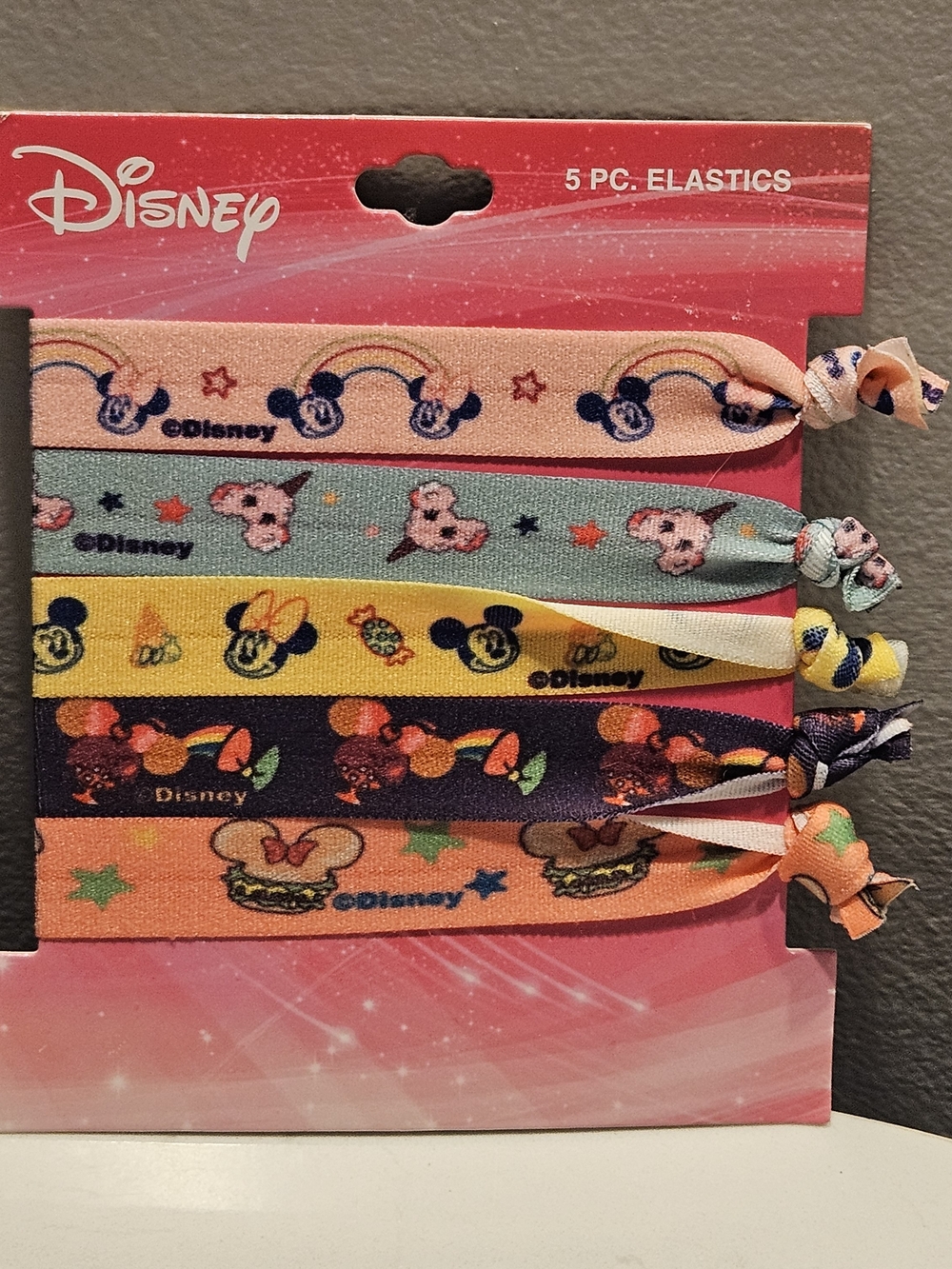 Disney Elastic Hair Ties - Minnie & Mickey Park Snacks - 5 Pack